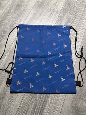 Walt Disney World 50th Anniversary Drawstring Bag Backpack Blue Castle Pattern